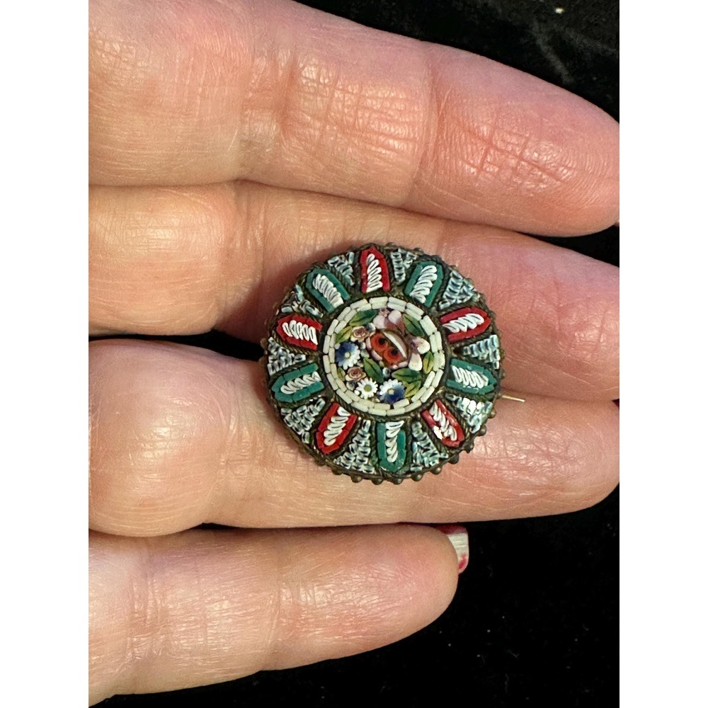 Victorian Micro Mosaic Pin - Picture 3 of 3